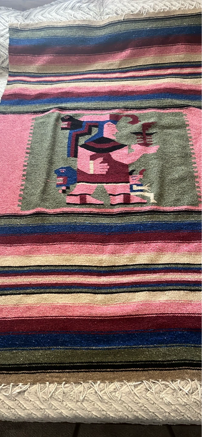 Vintage hand woven blanket - photo 2