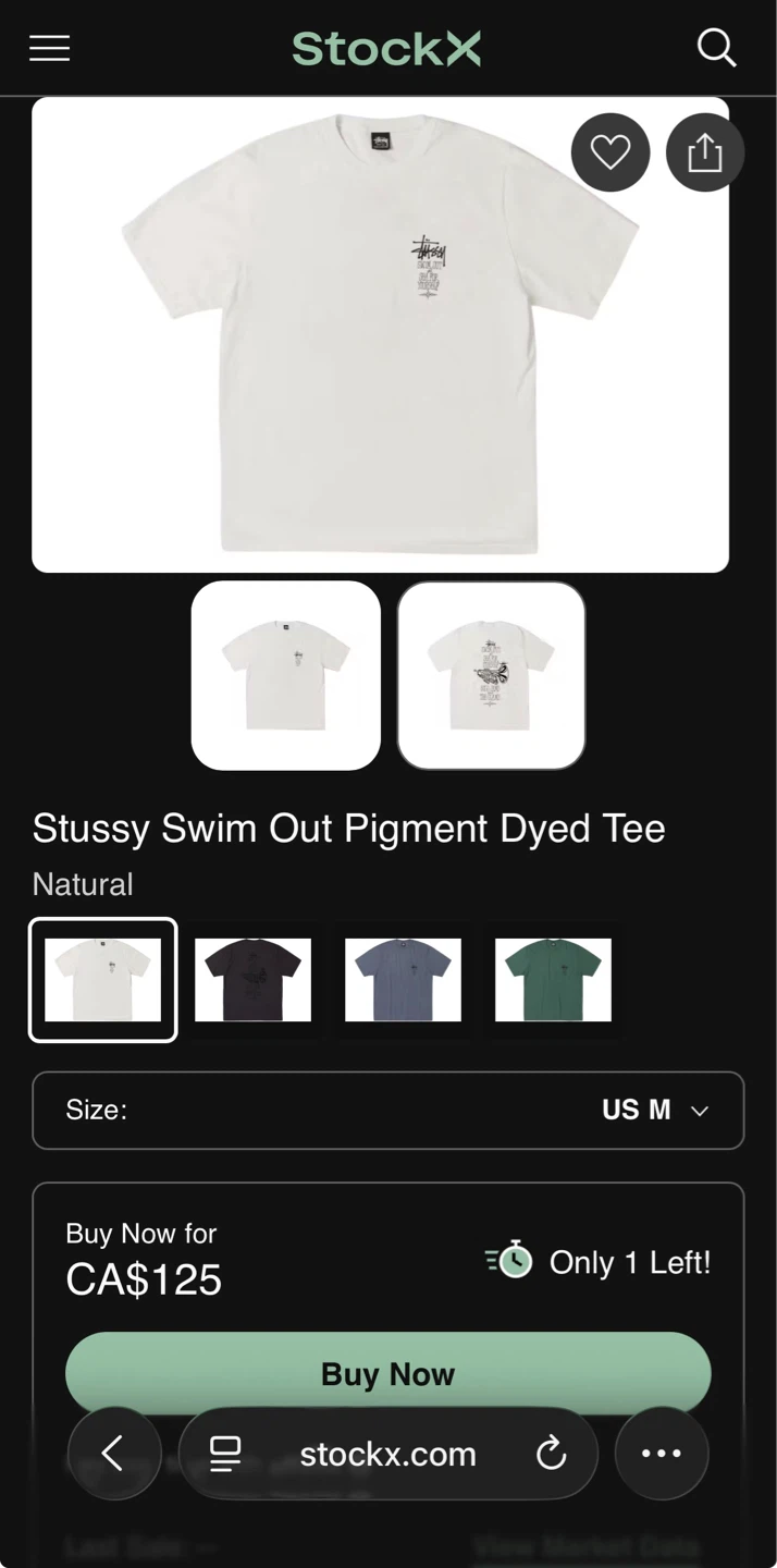 Stüssy "Swim Out" Graphic T-Shirt Size Medium With Tag - photo 5