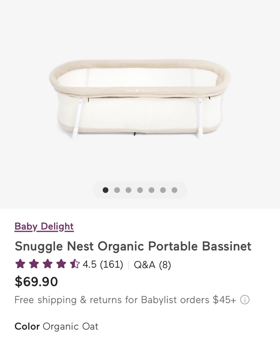 Snuggle Nest Organic Portable Bassinet - photo 2