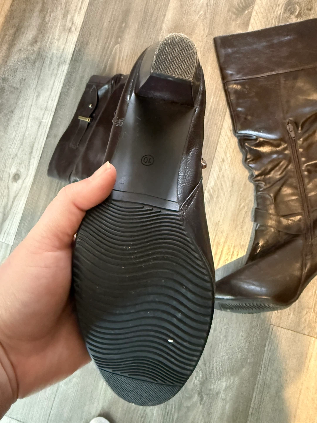 Brown Knee-High Heeled Boots - Size 10 - photo 2
