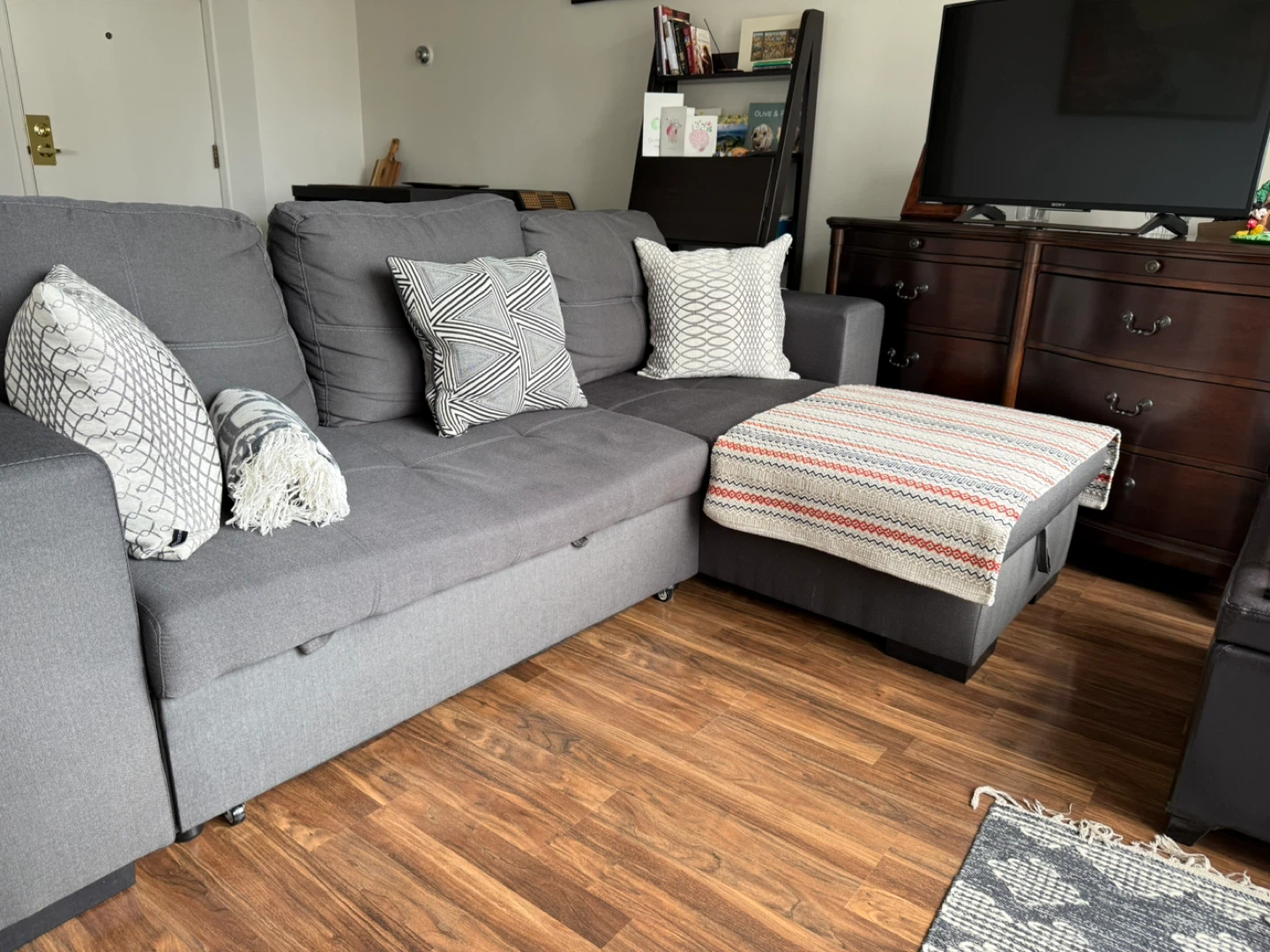 Grey Sectional Sofa with Storage Chaise - photo 2