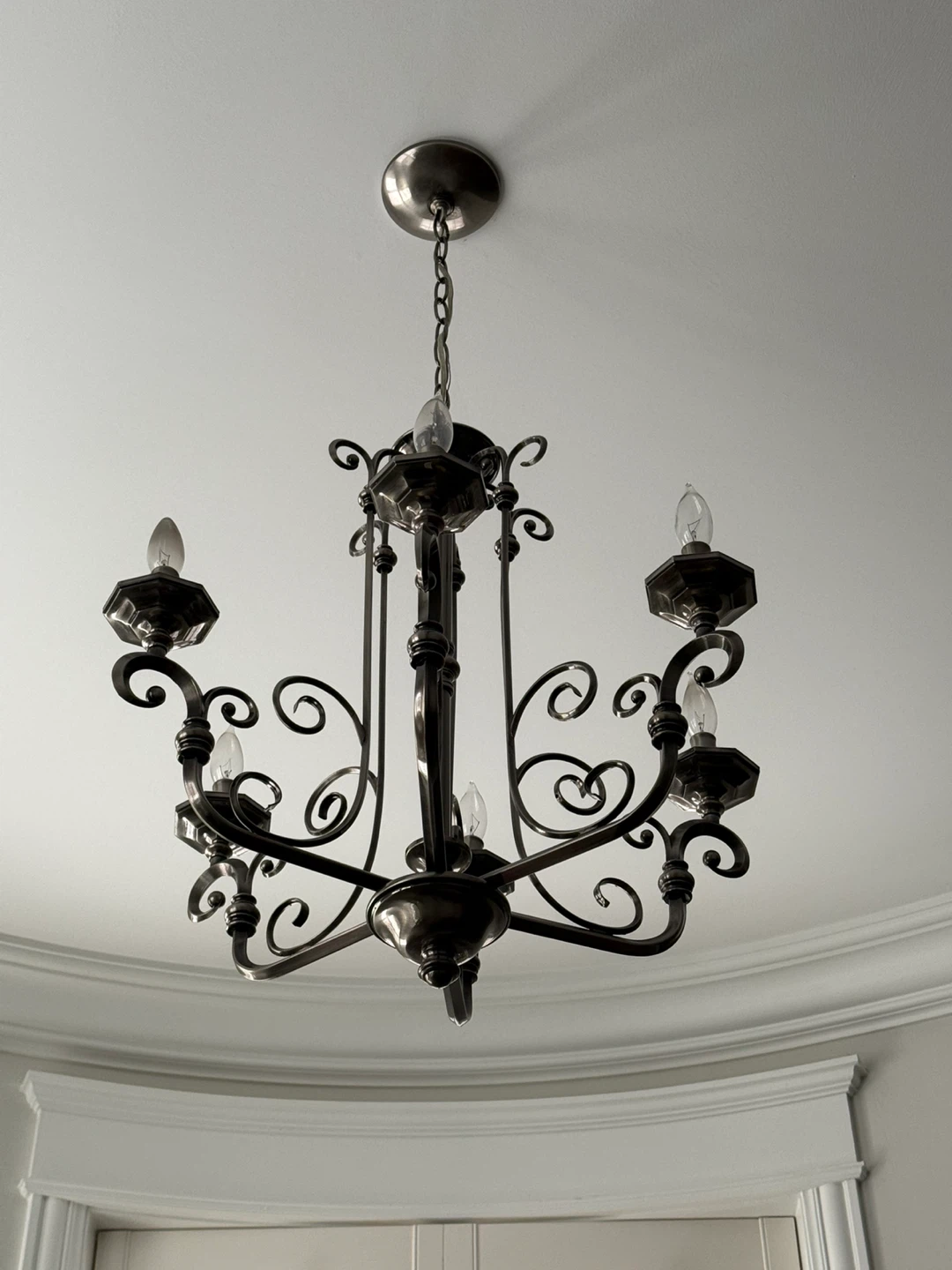 Aged Silver 6-light scroll-arm Chandelier - photo 3