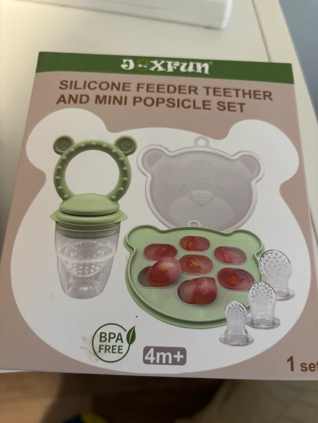 J.X.FUN Silicone Feeder Teether and Mini Popsicle Set 4m+