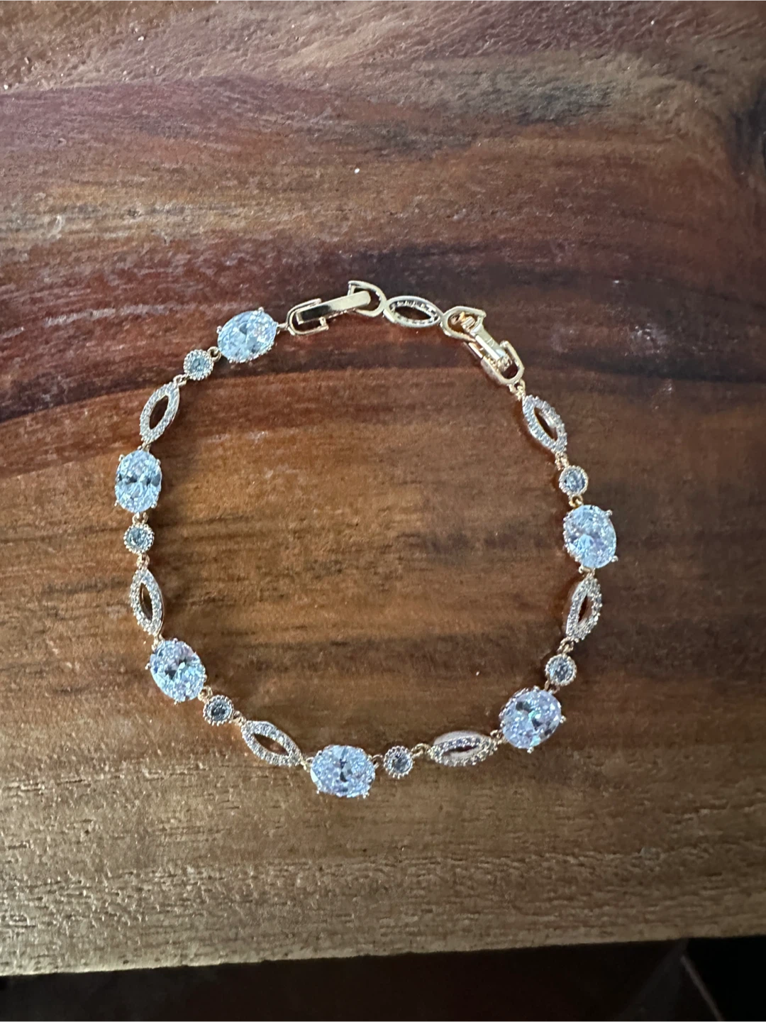 Rhodium Plated Oval Crystal Tennis Bracelet