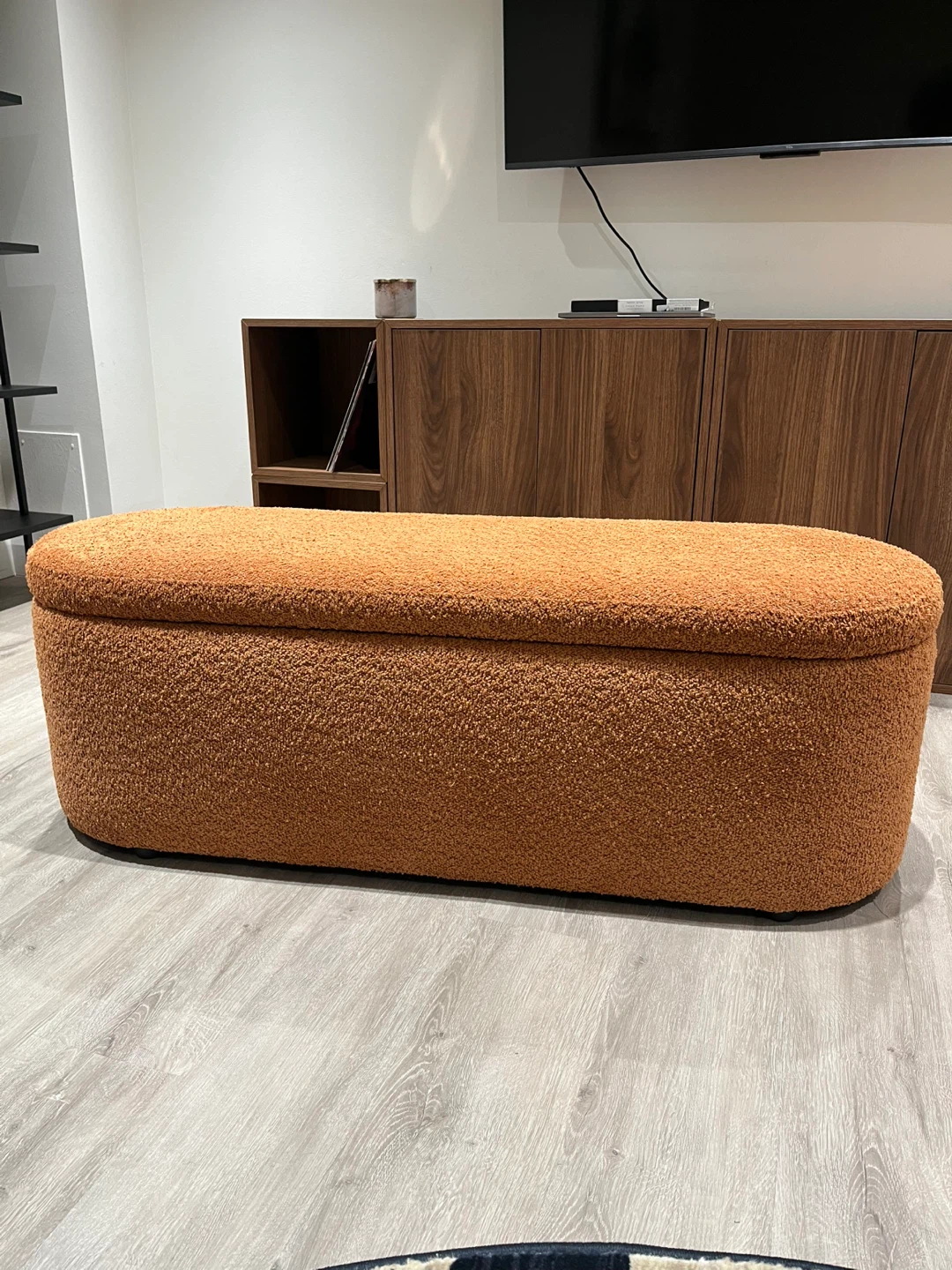 Florence Orange Bouclé Storage Ottoman