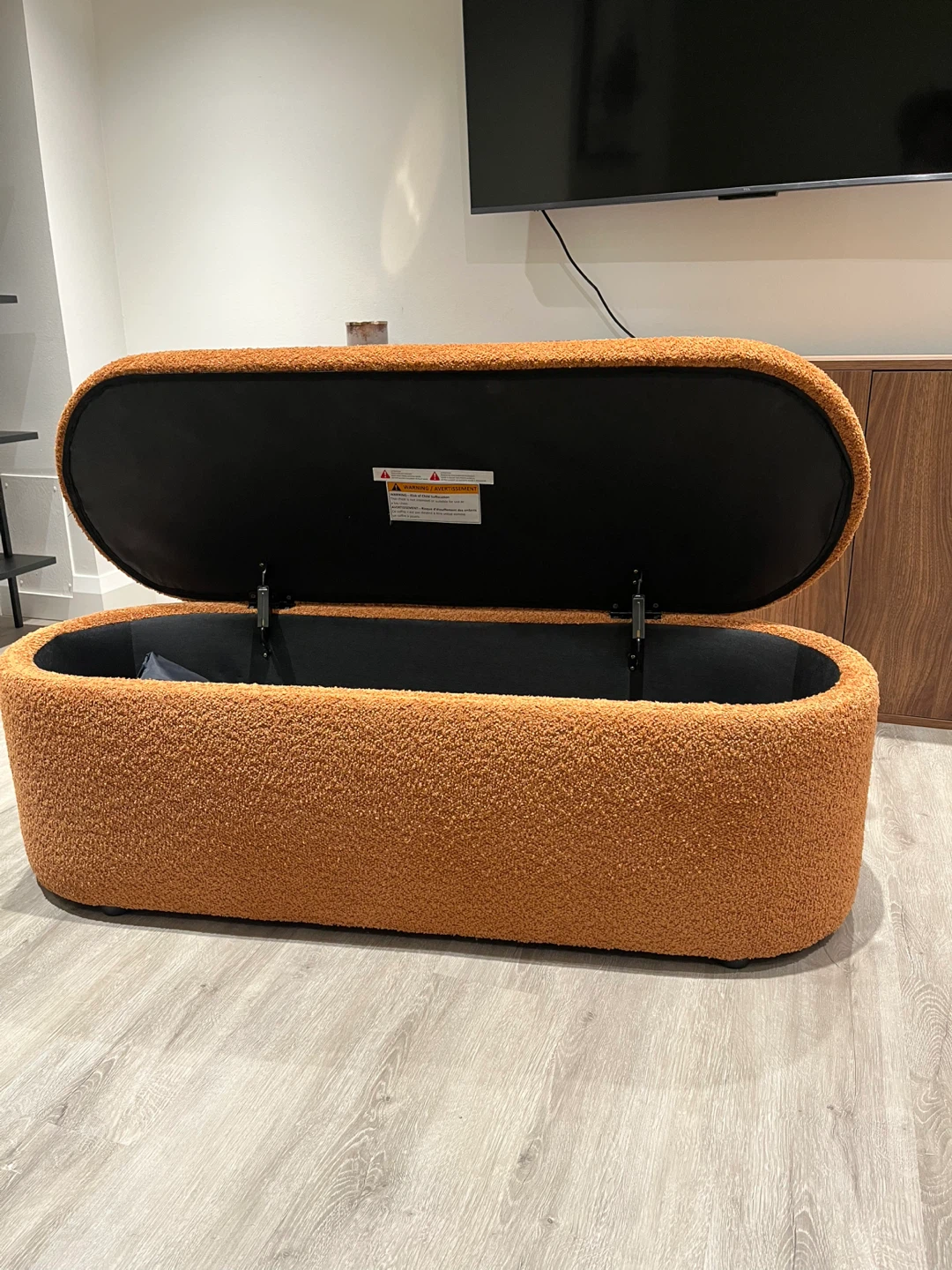 Florence Orange Bouclé Storage Ottoman - photo 2