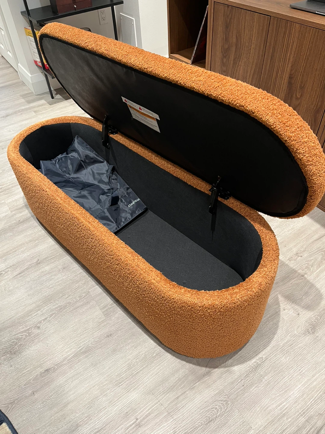 Florence Orange Bouclé Storage Ottoman - photo 3