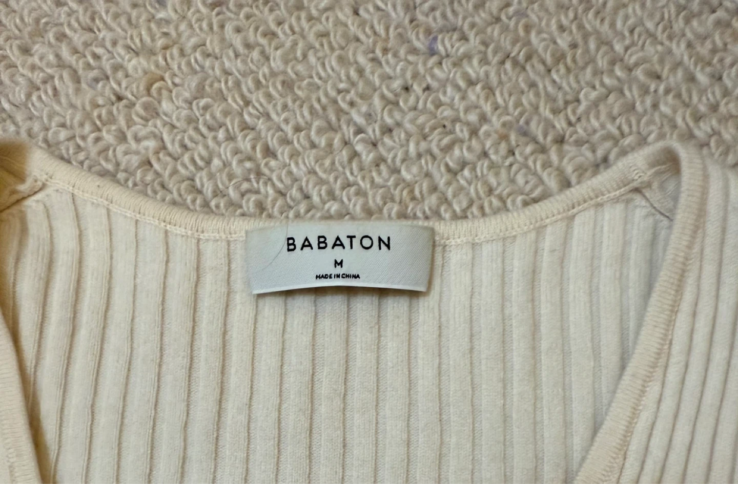 BABATON Cream Ribbed Wrap Sweater - Size M - photo 2
