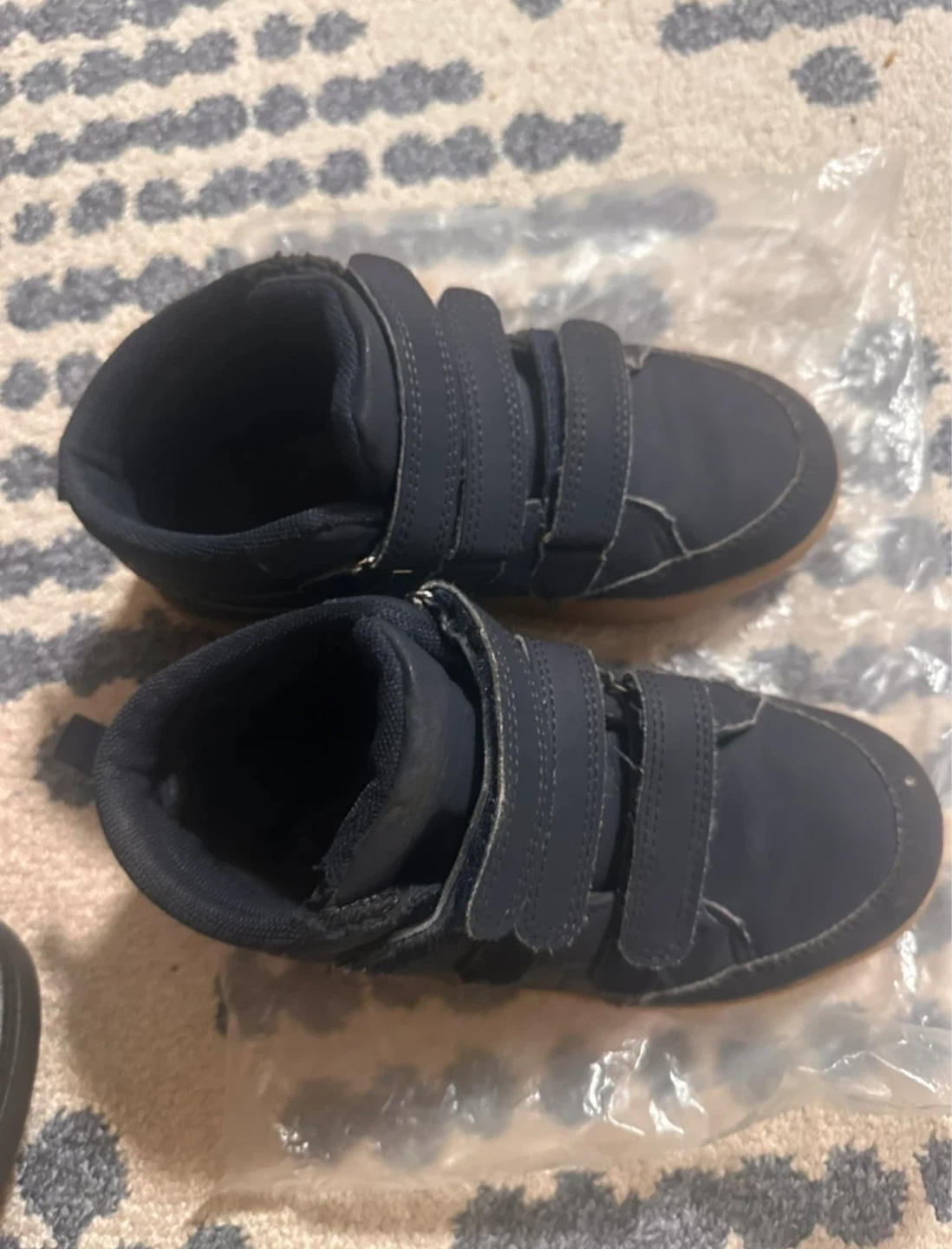 Navy Blue High-Top Sneakers with Velcro Straps