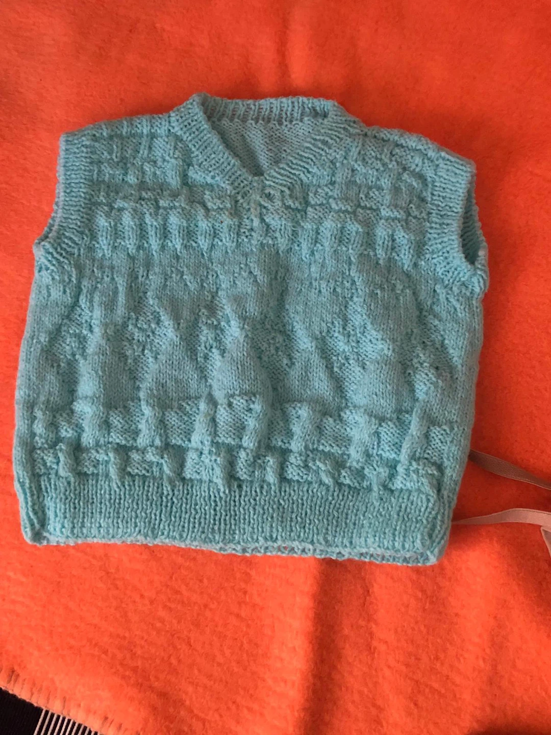 Hand Knitted Baby Vest - Blue - photo 3