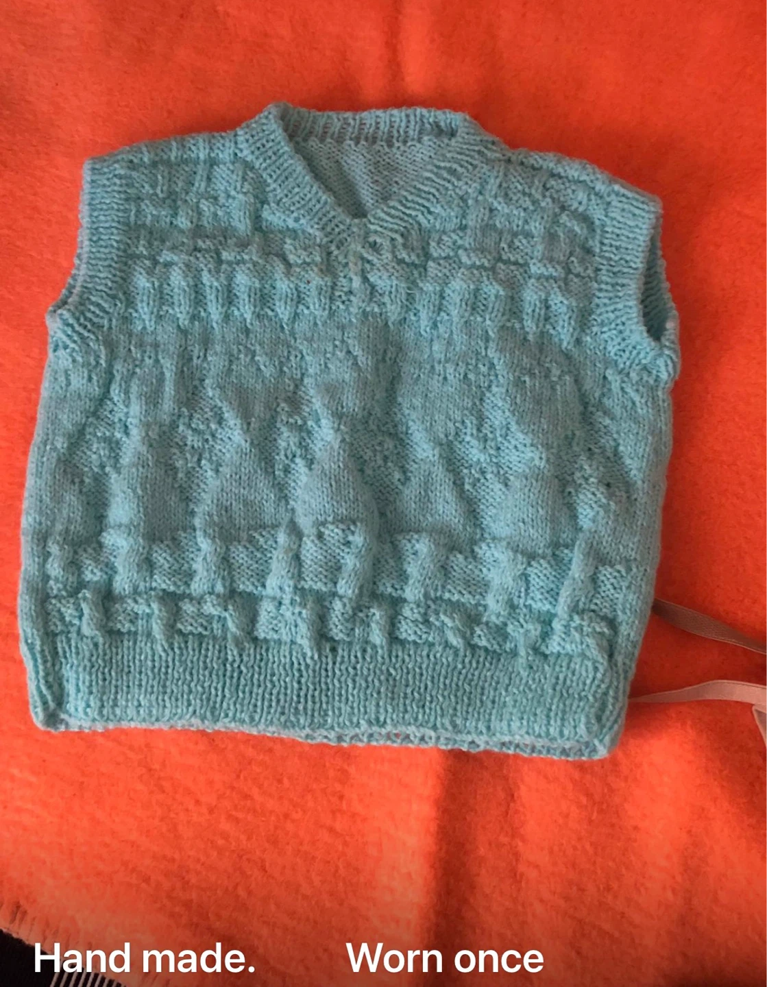 Hand Knitted Baby Vest - Blue