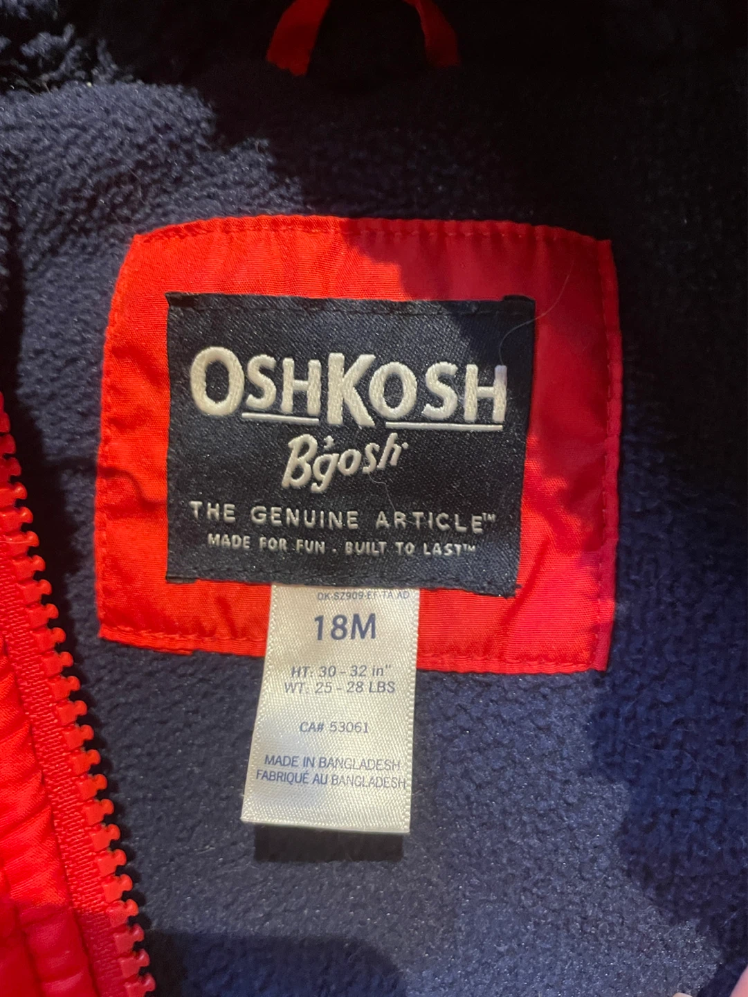 OshKosh B'gosh Red Puffer Jacket - 18M - photo 2