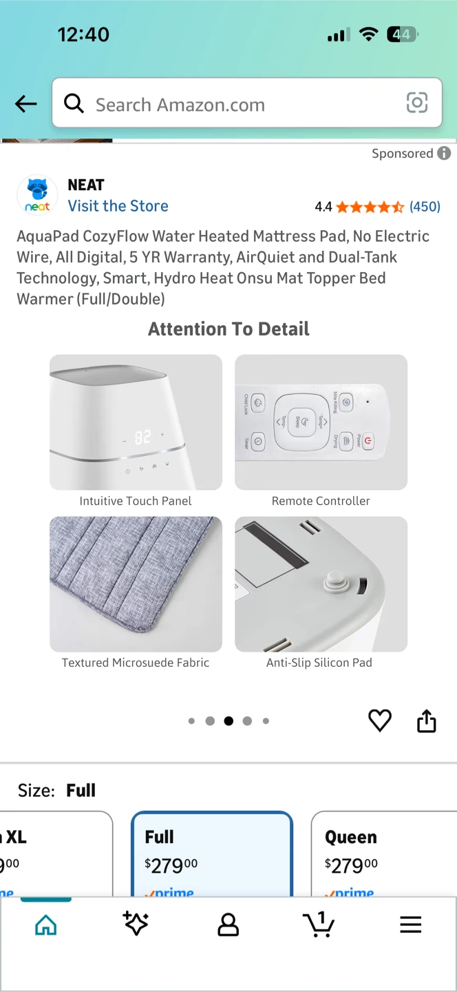 AquaPad CozyFlow Water Heated Mattress Pad - Full/Double - photo 2