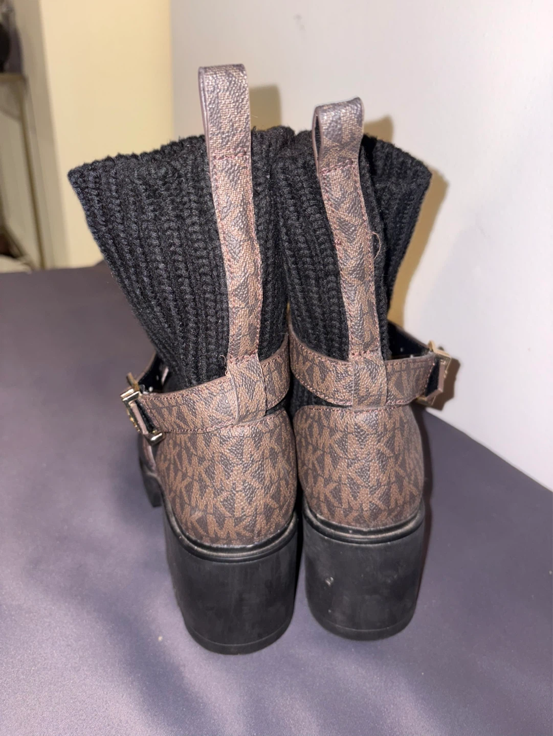 Michael Kors Black Leather Knit Ankle Boots - photo 3