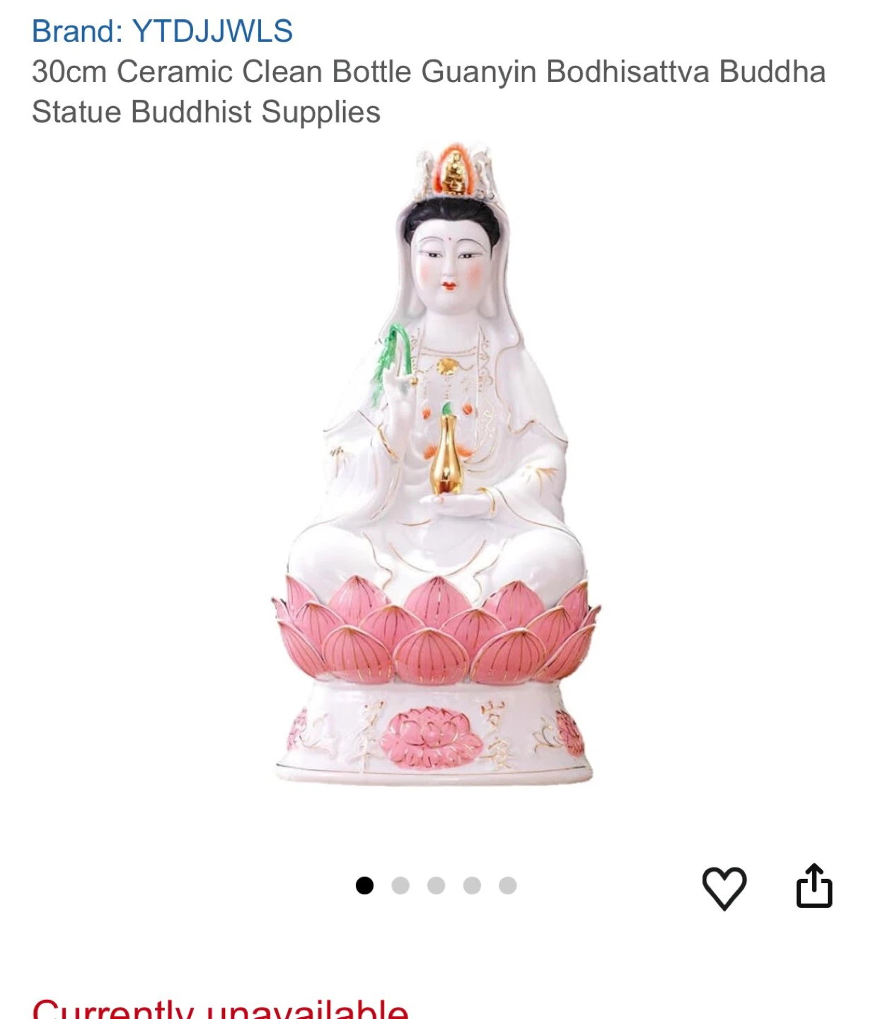 30cm Ceramic Guanyin Bodhisattva Buddha Statue - photo 2