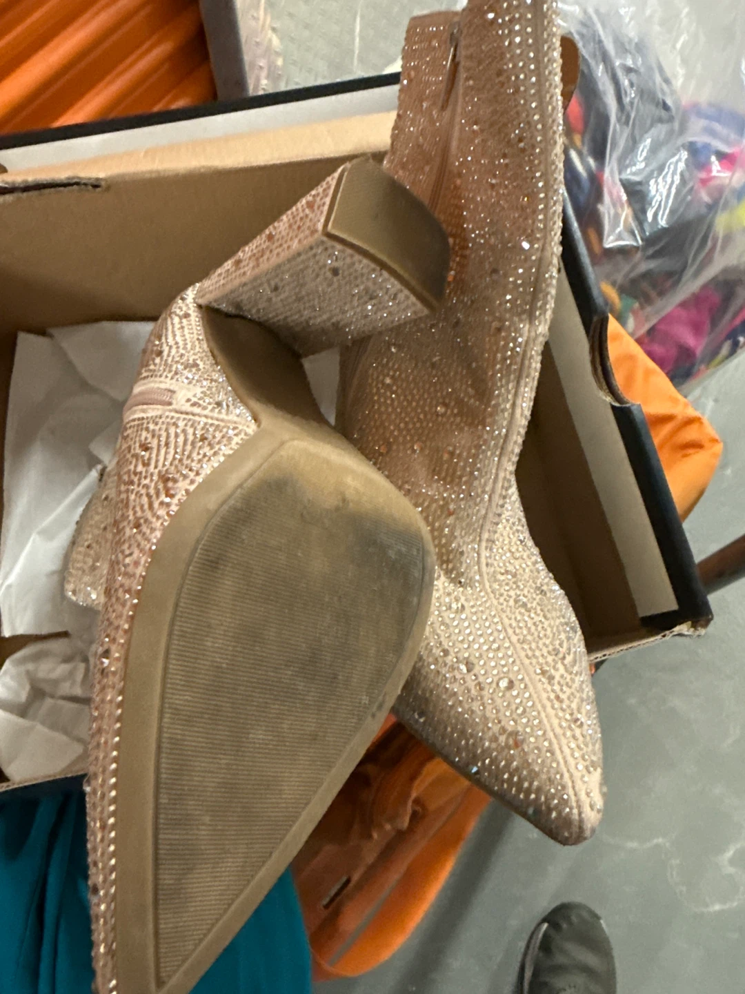 ROUGE HELIUM Women's Rhinestone Block Heel Booties - Size 9 - photo 2