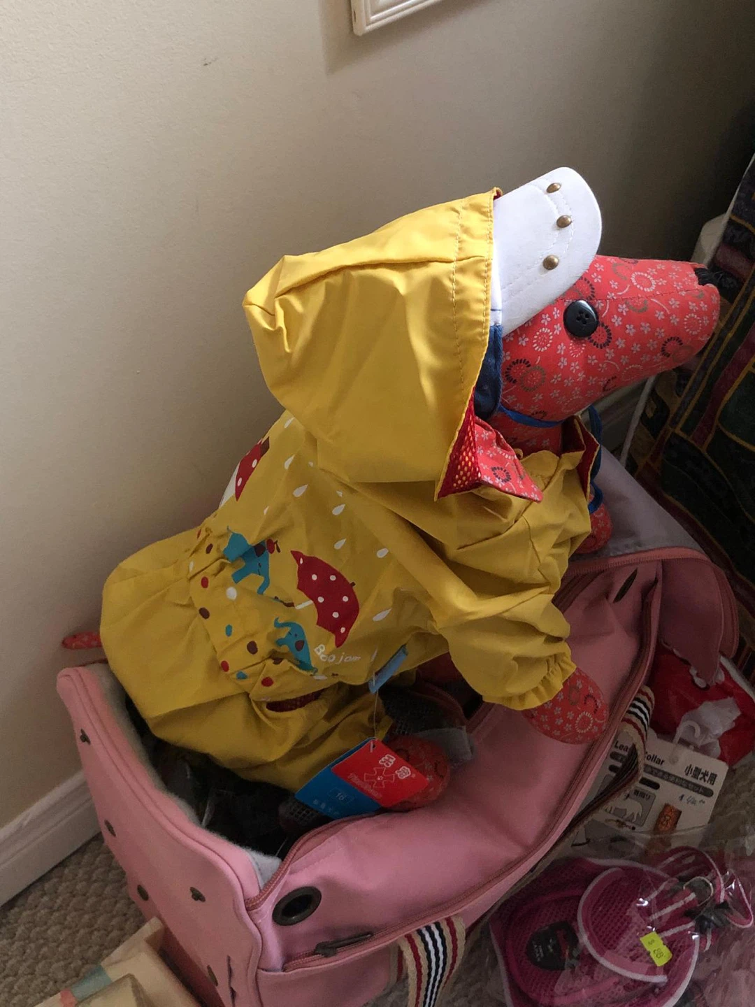 Yellow Dog Raincoat with Hood