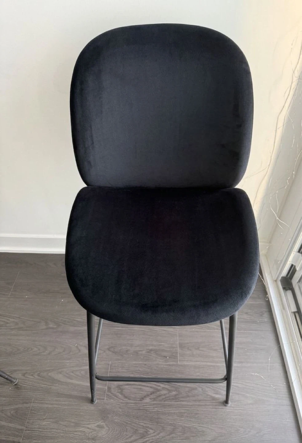 Pair of Black Velvet Bar Stools - photo 2