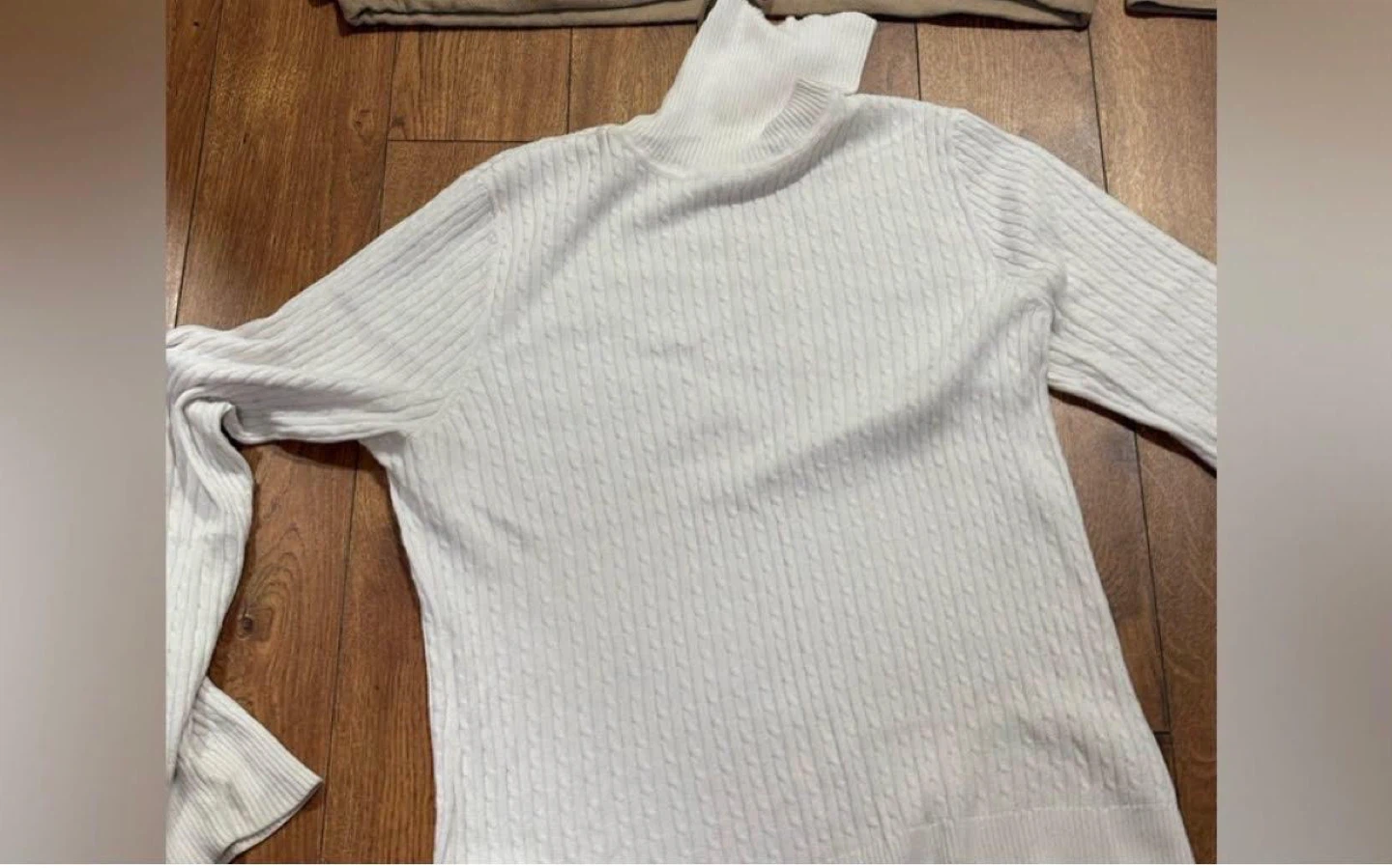 White Cable Knit Turtleneck Sweater - photo 2