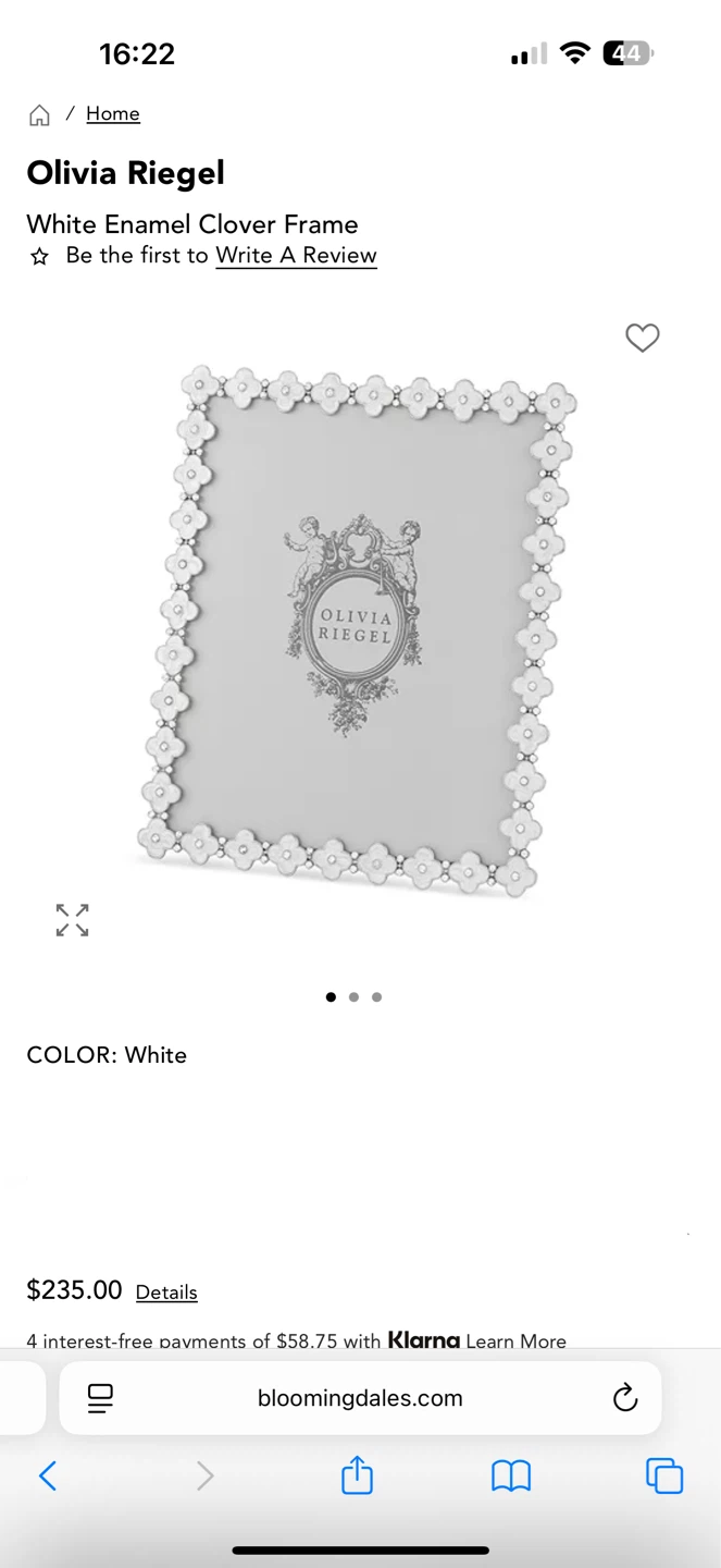 Olivia Riegel White Enamel Clover Picture Frame - photo 3