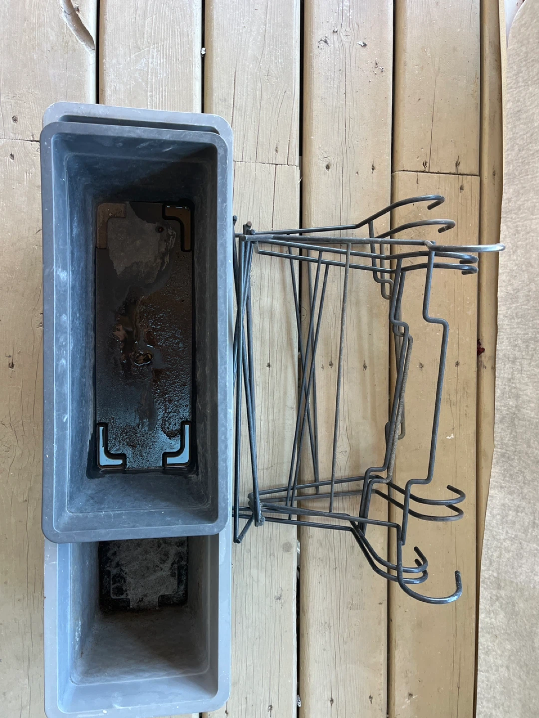 Two Rectangular Planters with Hanging Rack