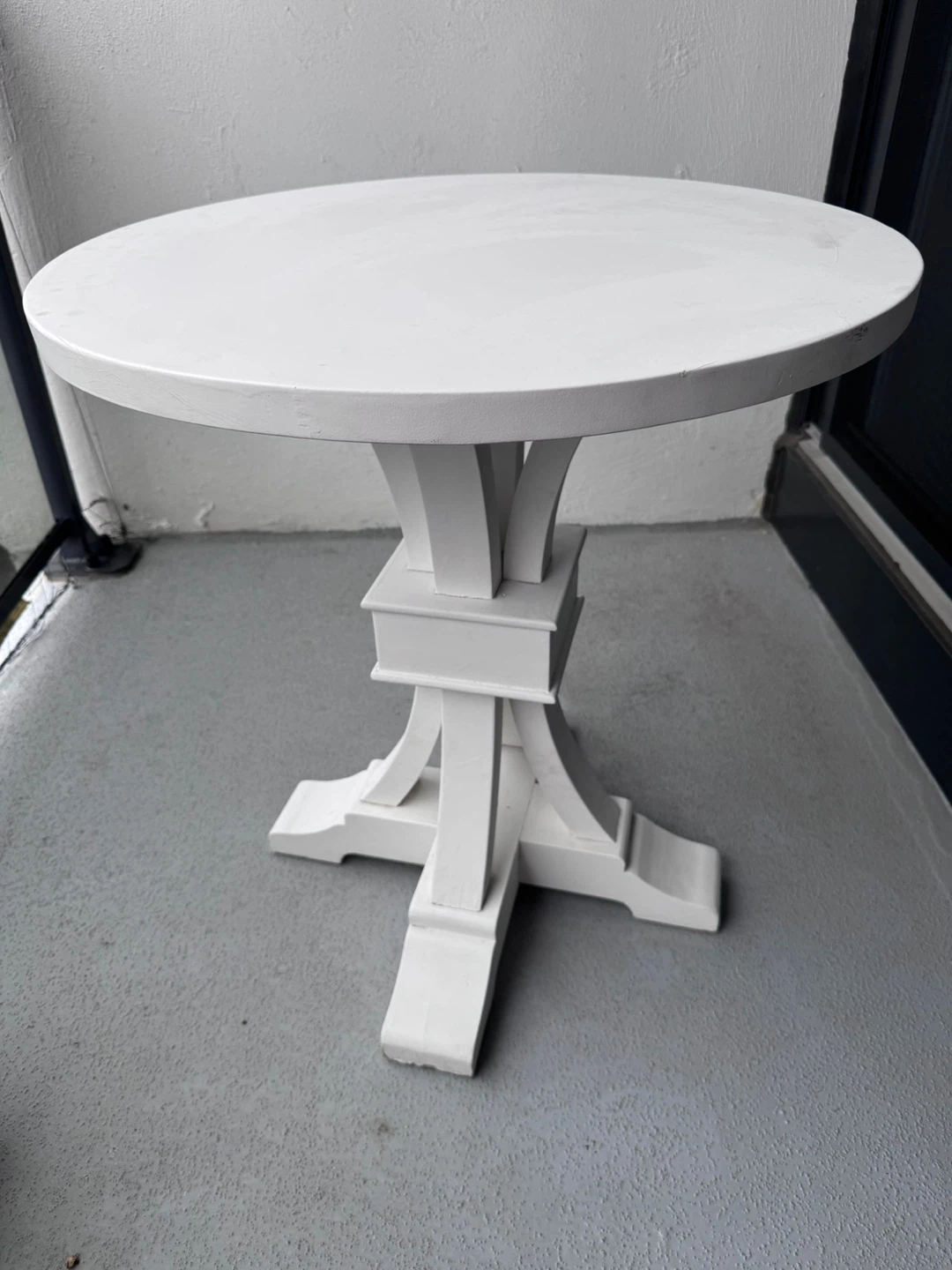 White Pedestal Accent Table - photo 2