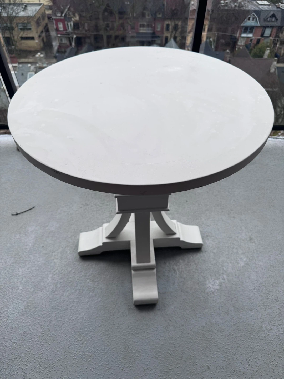 White Pedestal Accent Table - photo 3