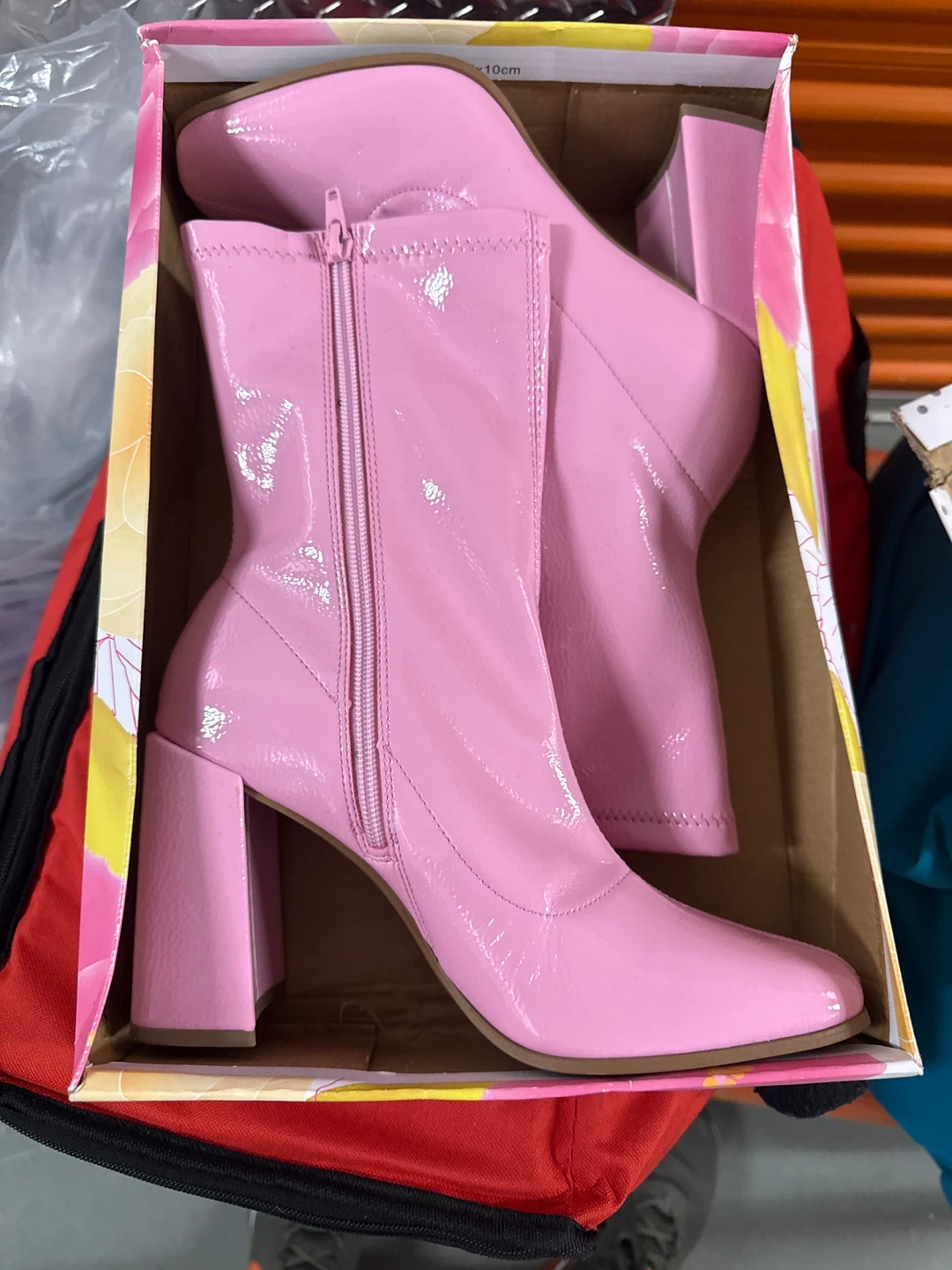 Pink Heeled Boots Size 8