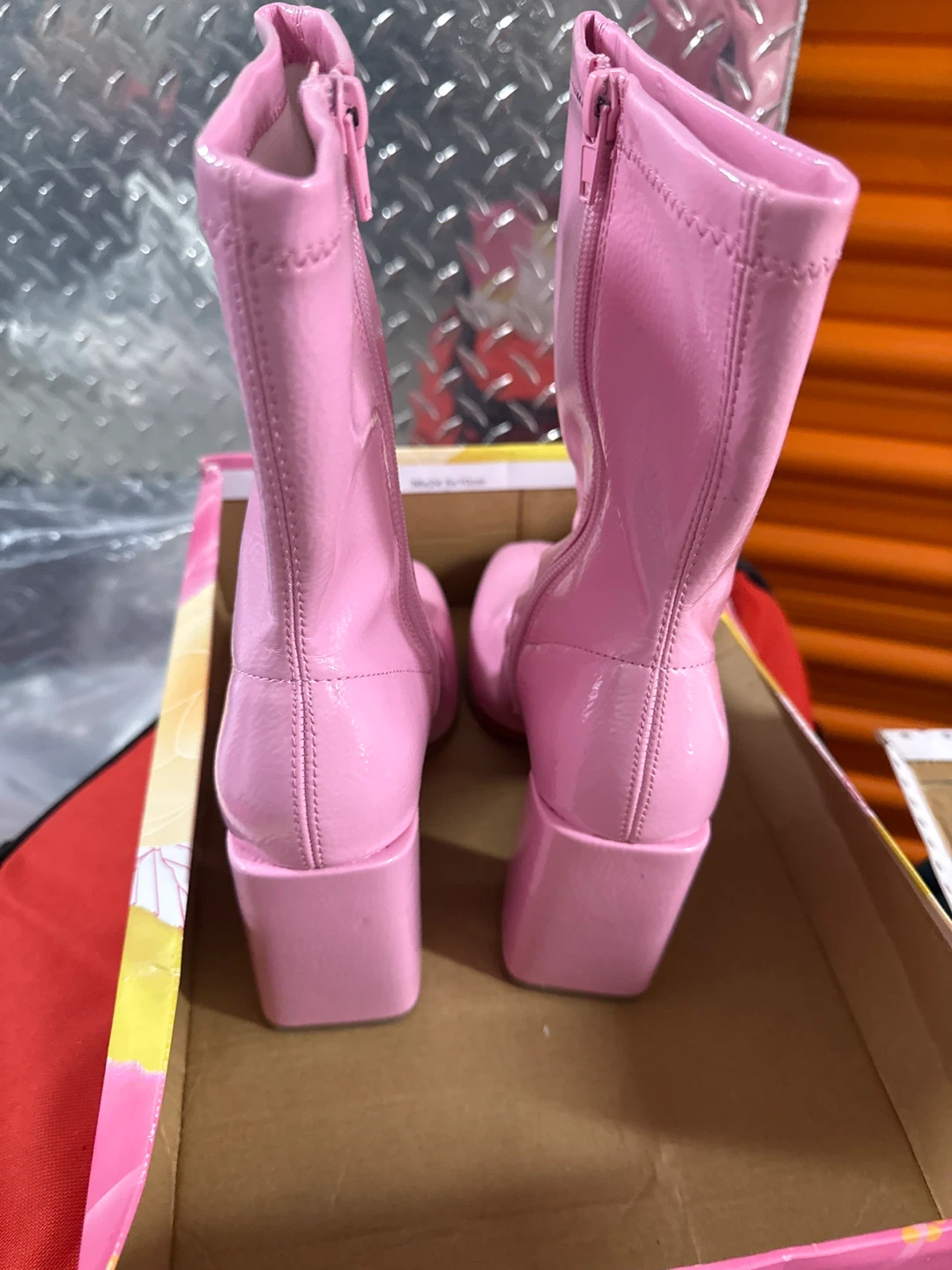 Pink Heeled Boots Size 8 - photo 4