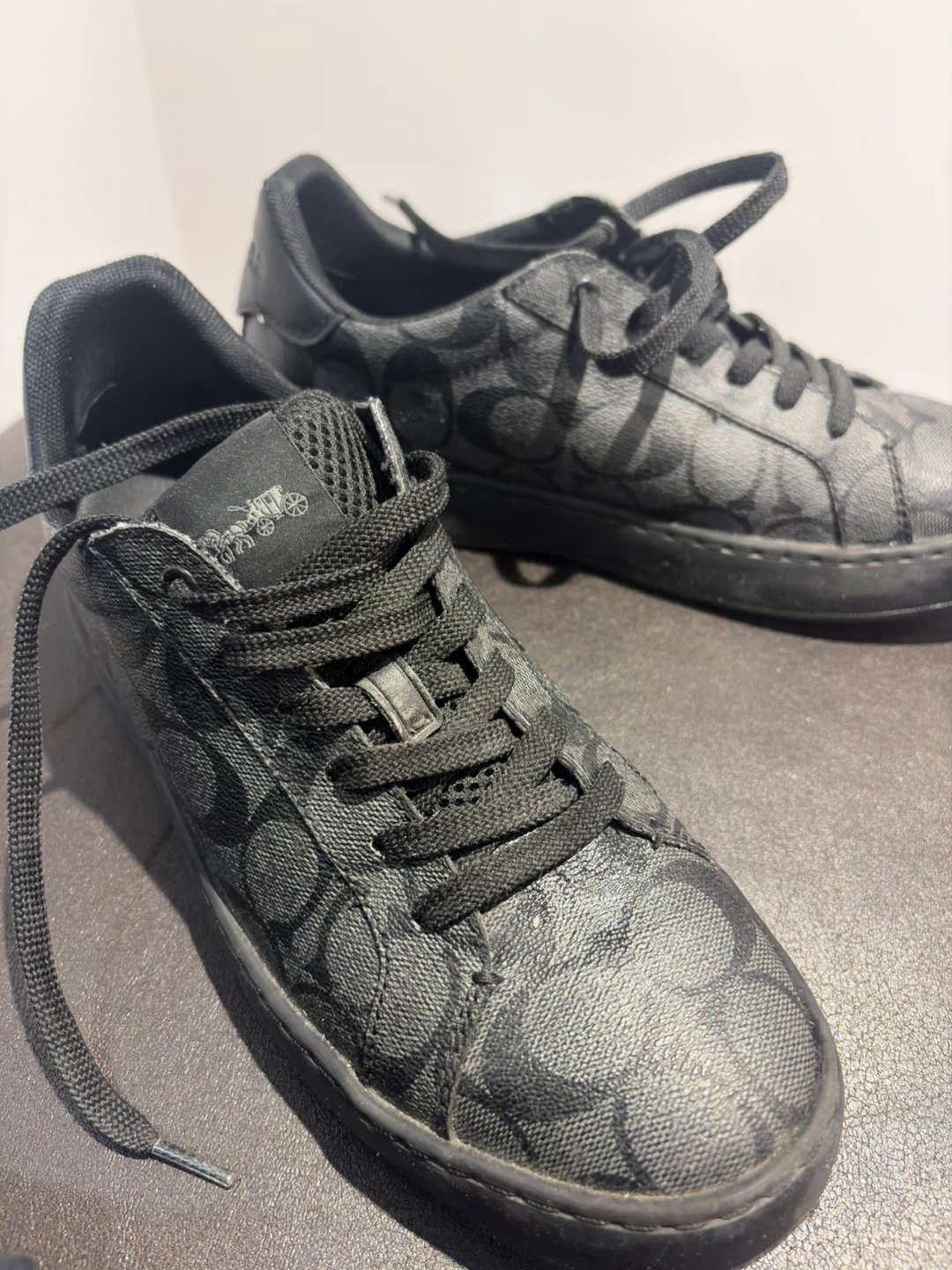 Coach Signature Pattern Sneakers - Black