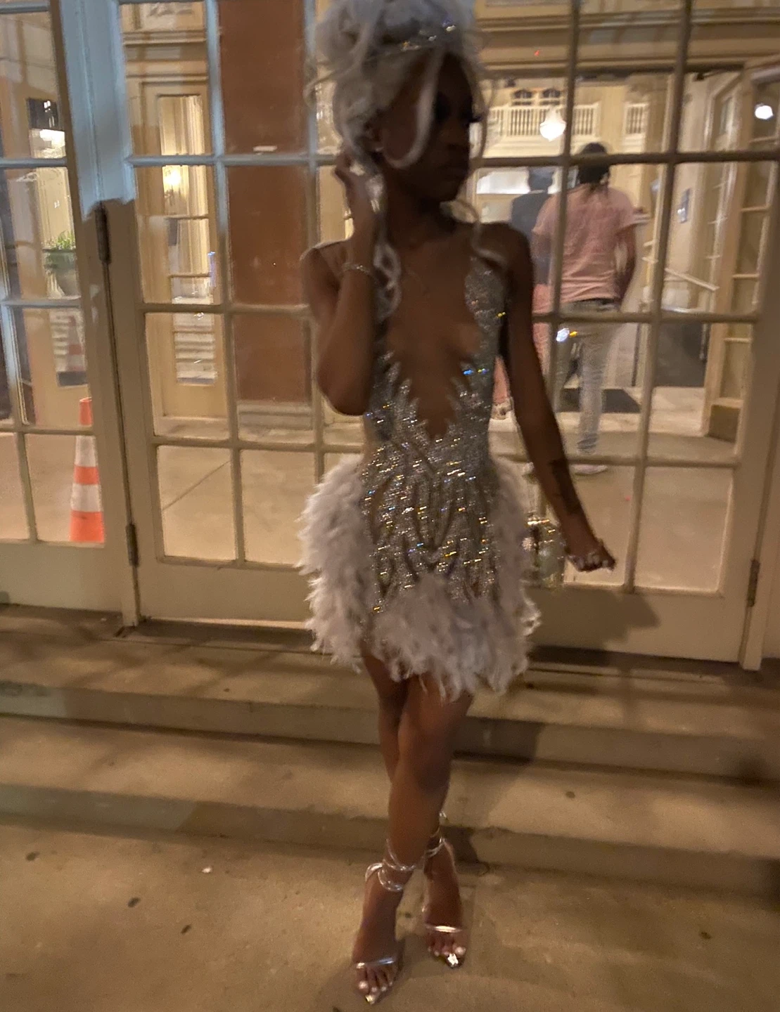 Sparkly Feather Mini Dress