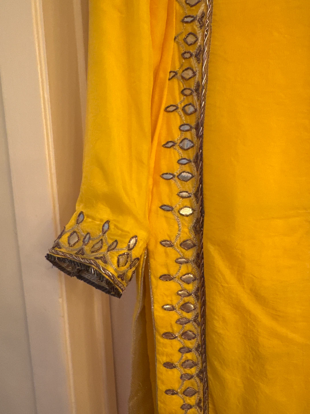 Yellow Embroidered Kurti with cigarette pants - photo 3