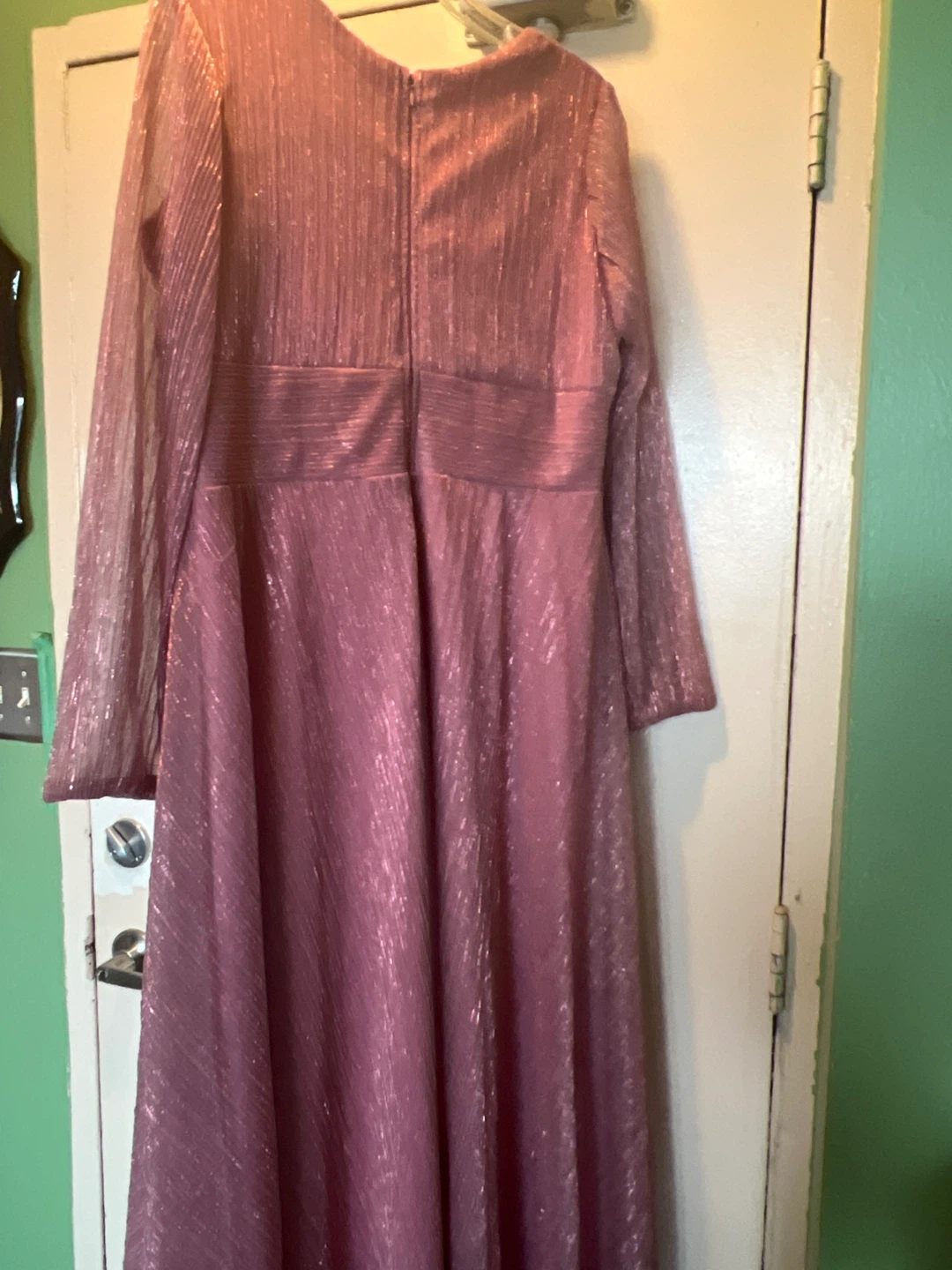 Bi Biao Women's XXG Pink Metallic Long Sleeve Maxi Dress - photo 2