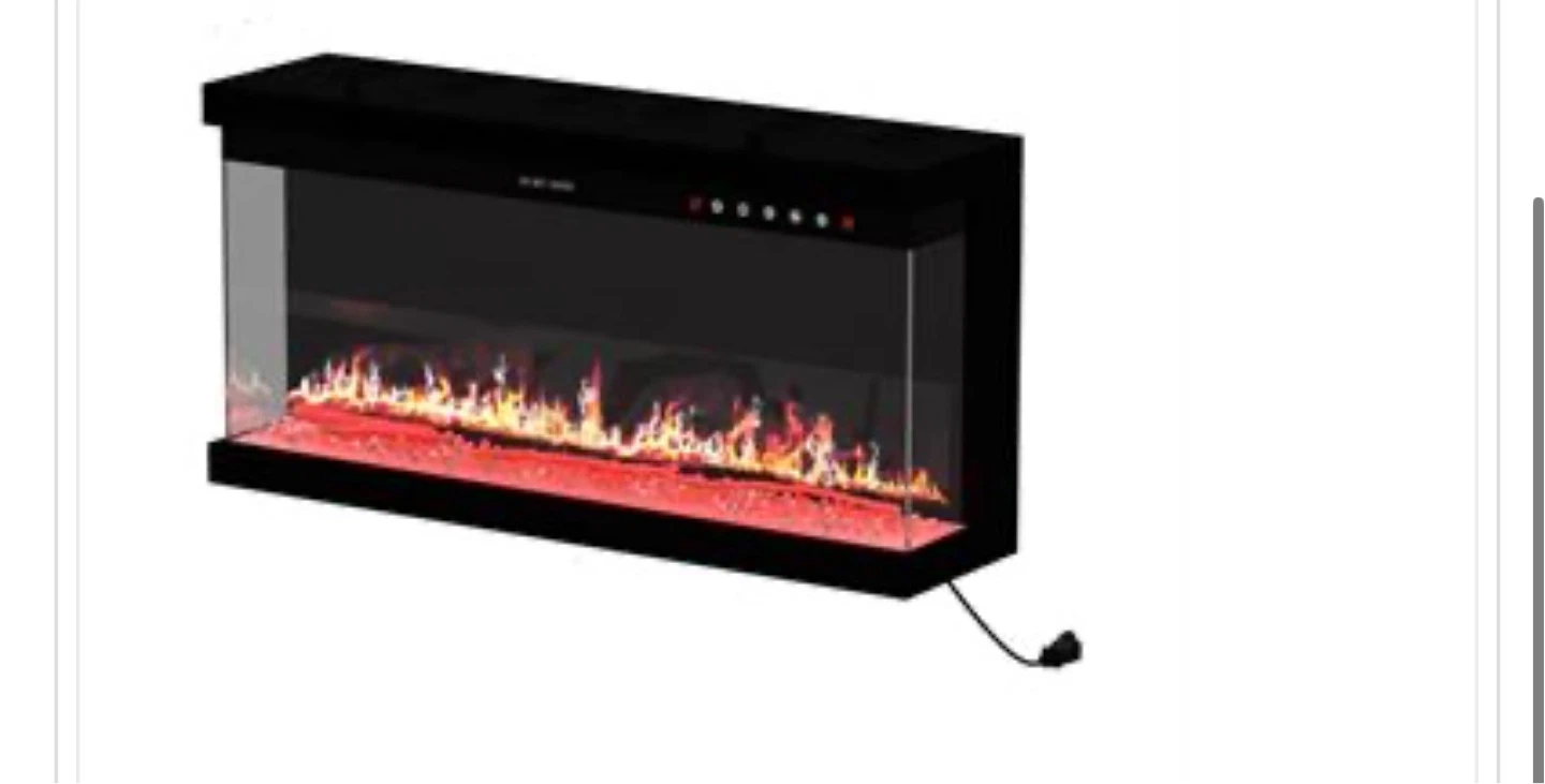 Black Electric Fireplace with 12-Color Lighting