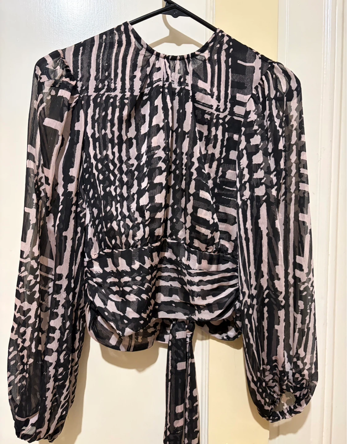 Misa Los Angeles Zebra Print Open Tie Back Blouse XXS - photo 3