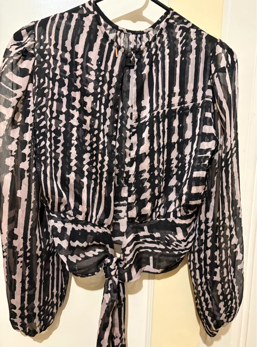 Misa Los Angeles Zebra Print Open Tie Back Blouse XXS - photo 5