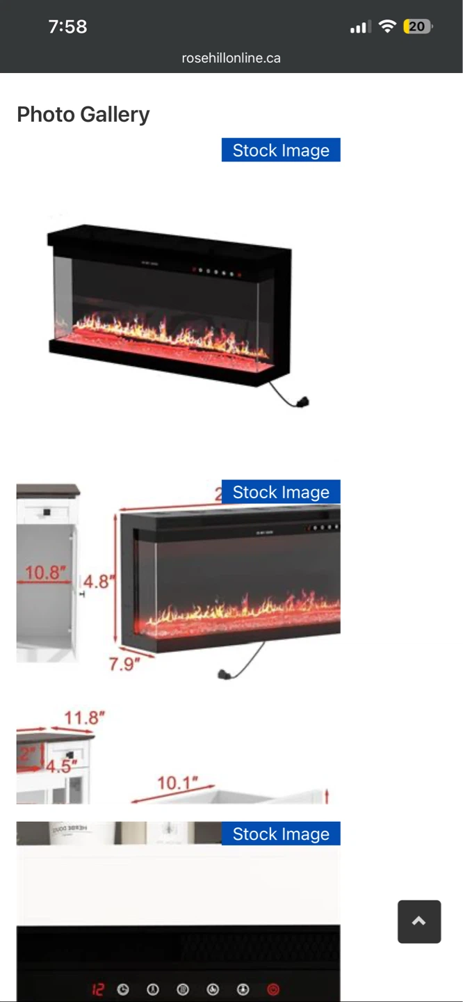 Black Electric Fireplace with 12-Color Lighting - photo 4