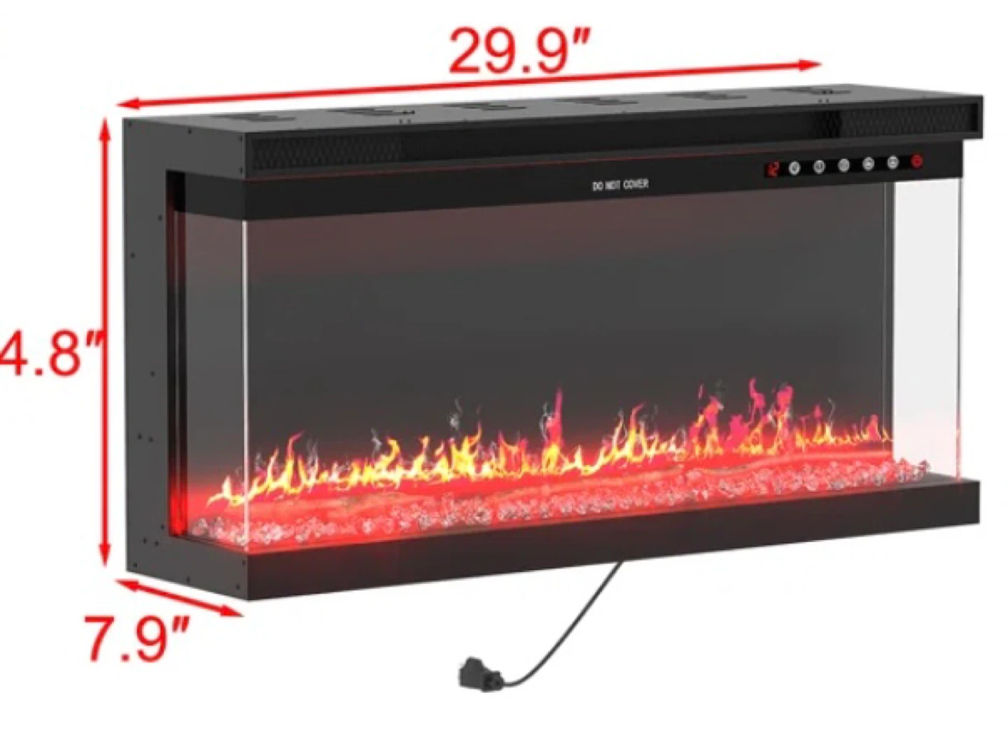 Black Electric Fireplace with 12-Color Lighting - photo 2