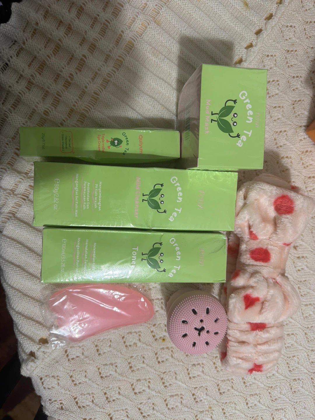 Green Tea Skincare Set with Headband and Face Tools