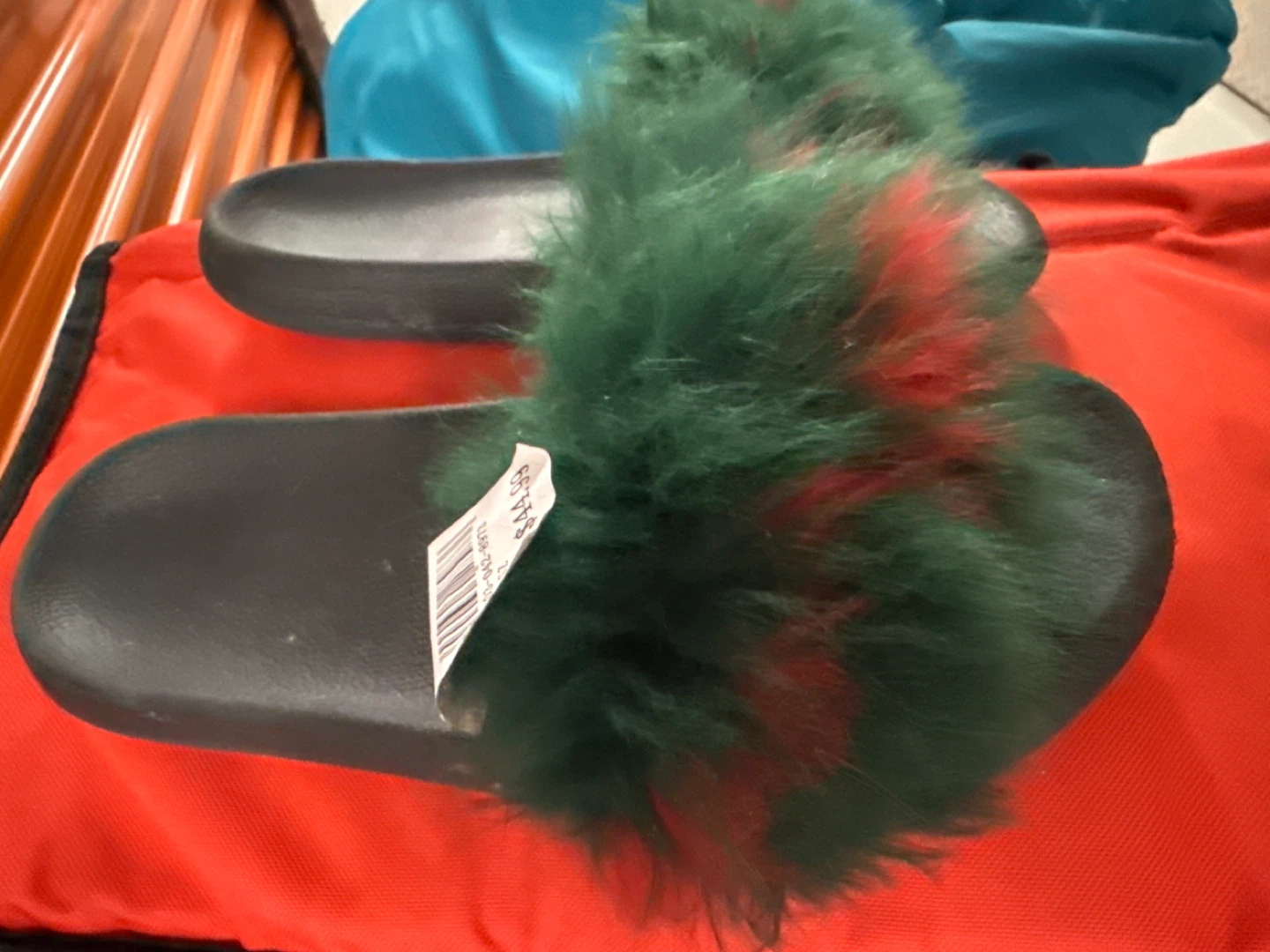 Green & Red Fur Slides - photo 2
