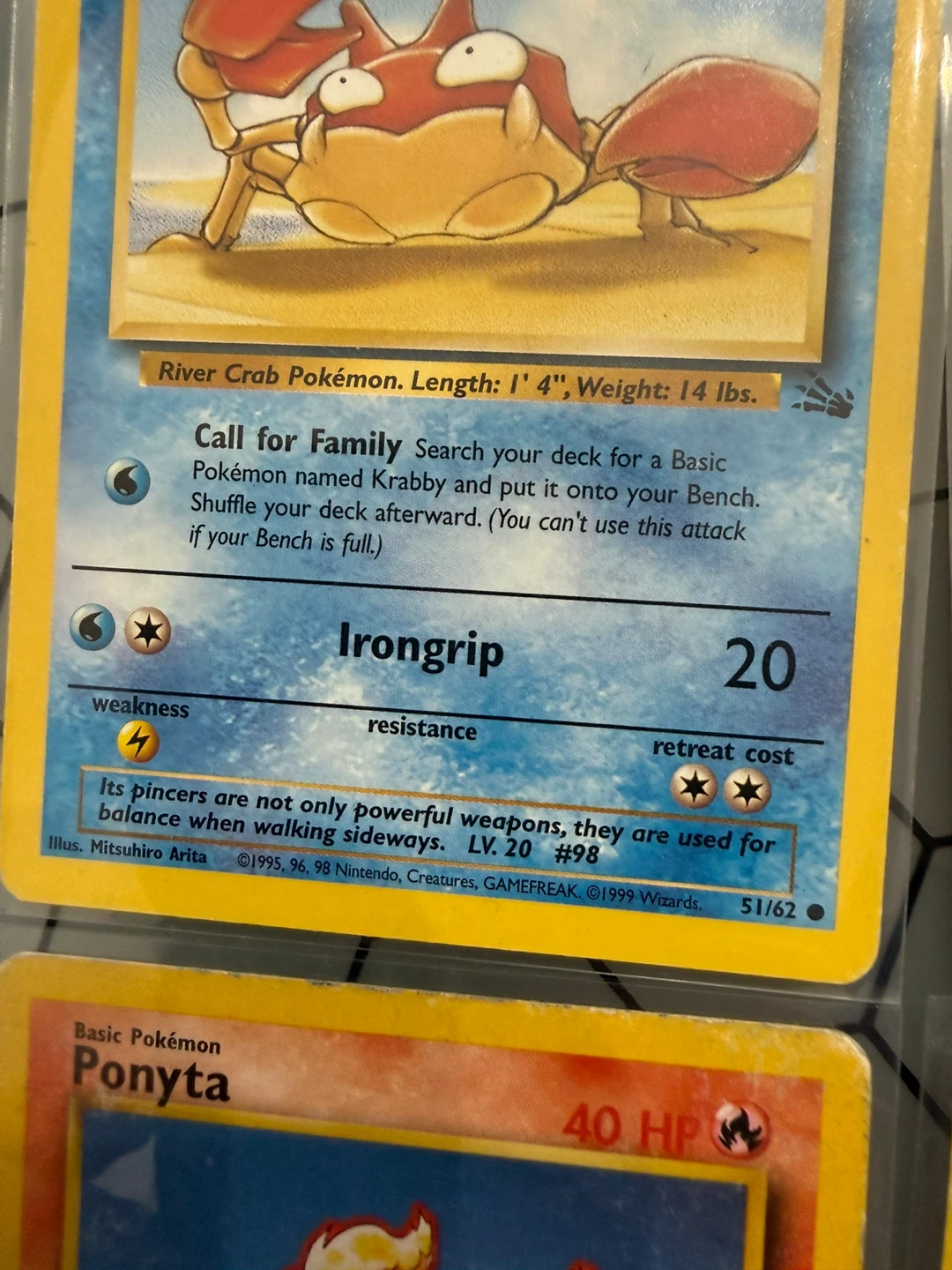 Pokemon Krabby Irongrip Trading Card #98