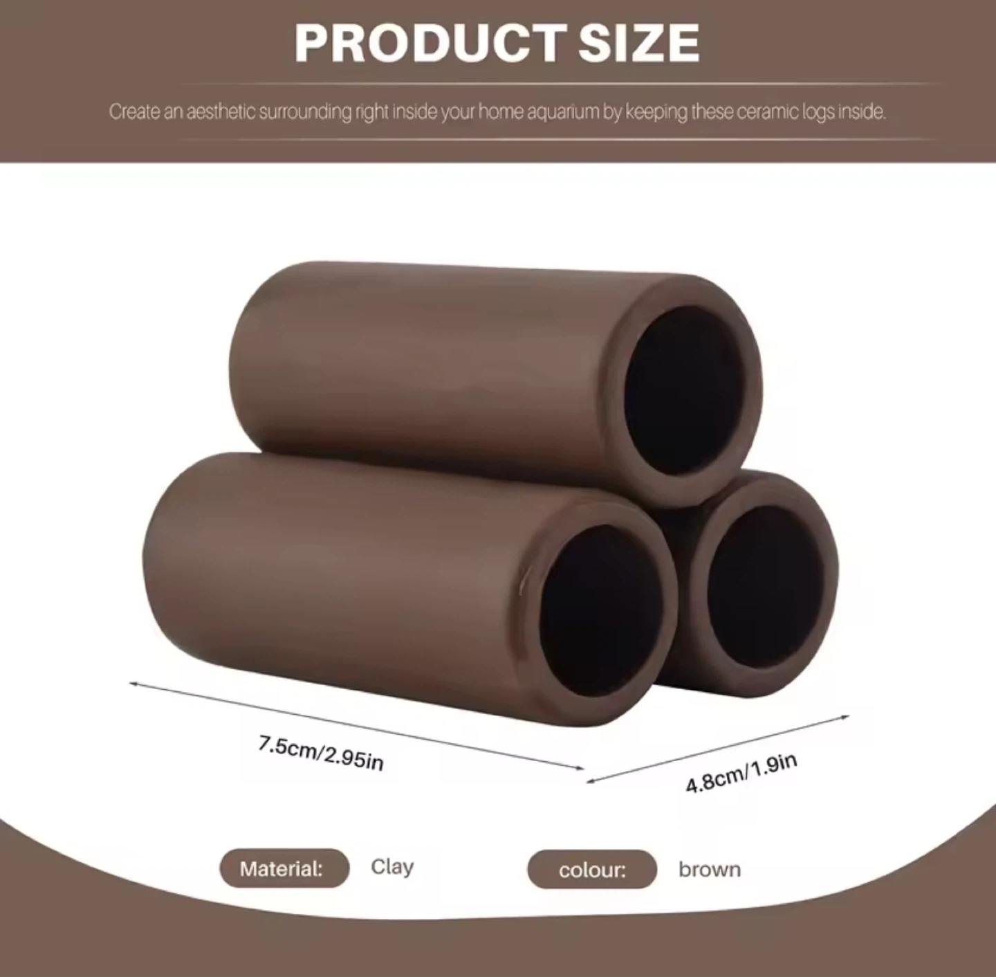 Ceramic Aquarium Logs - Brown