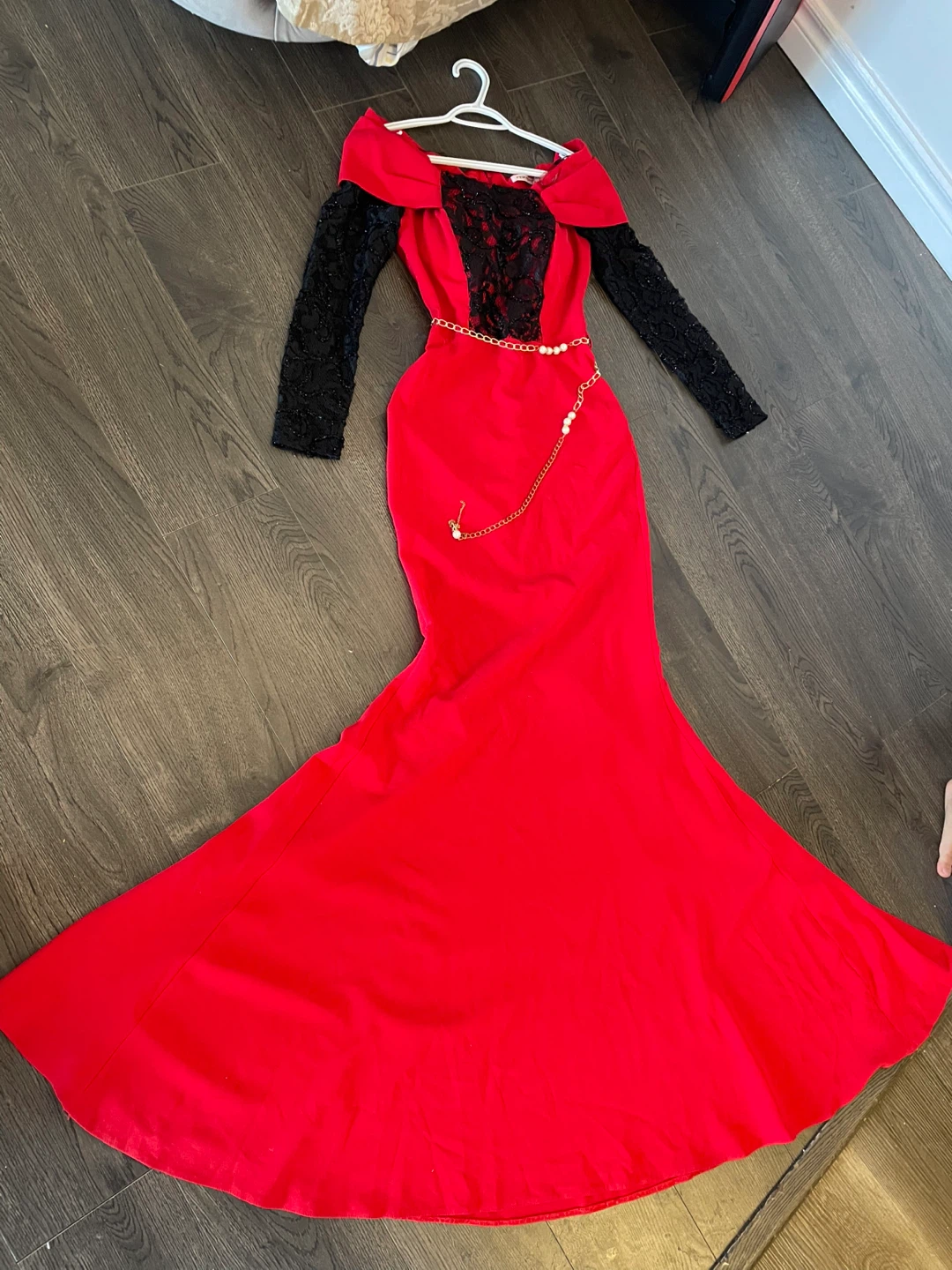 Shoulder off evening dress