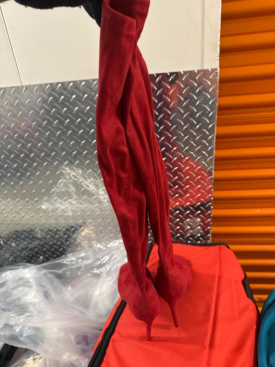 Rouge Red Suede Over-the-Knee Boots Size 10 - photo 3