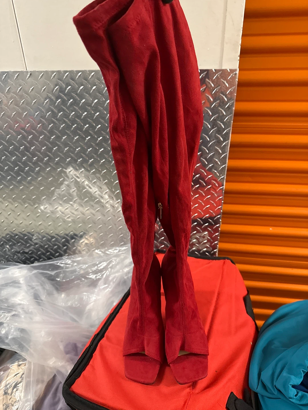 Rouge Red Suede Over-the-Knee Boots Size 10