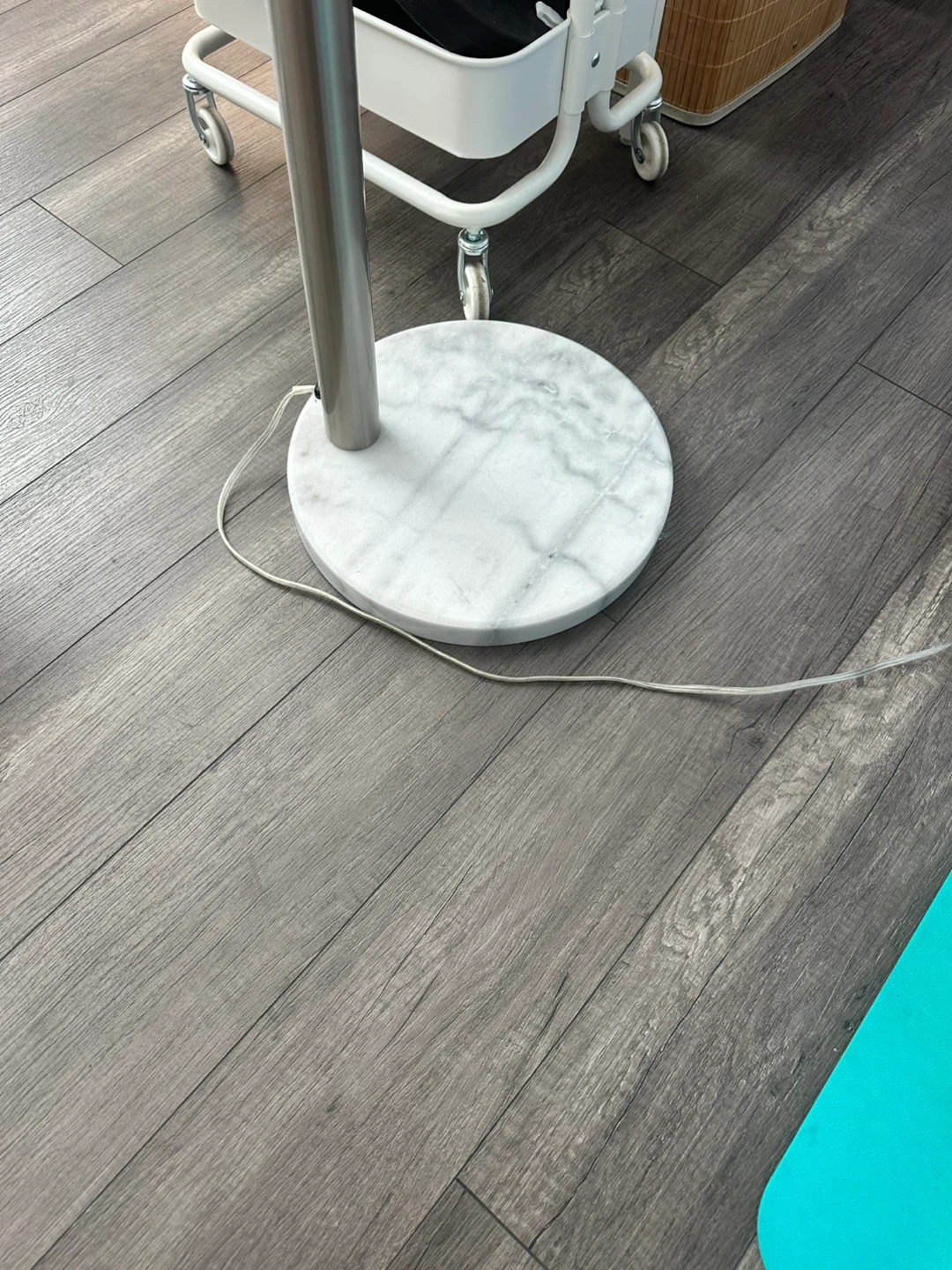 Arc Floor Lamp with 3 White Globe Shades and Marble Base - photo 5