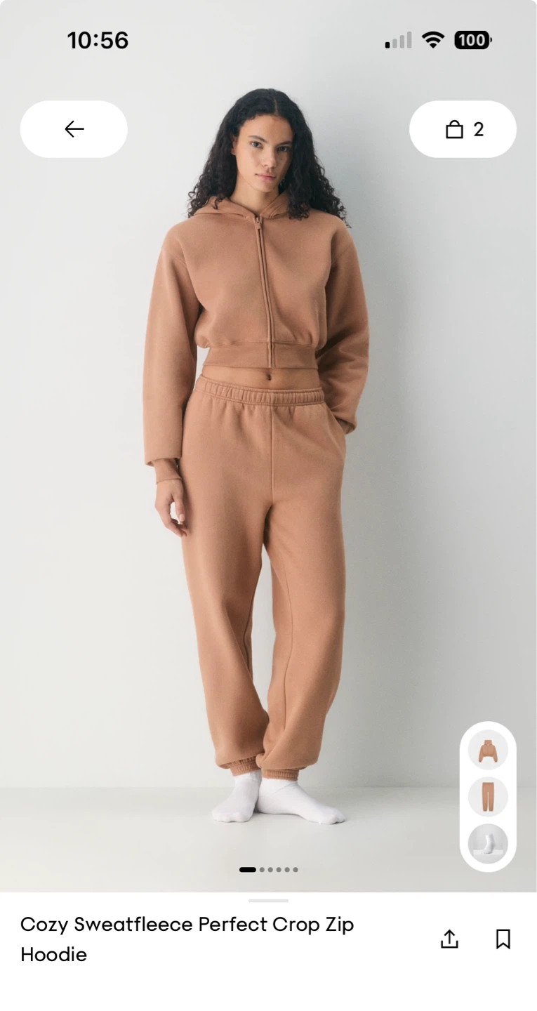 ARITZIA Cozy Sweatfleece Perfect Crop Zip Hoodie and Pants Set - photo 2