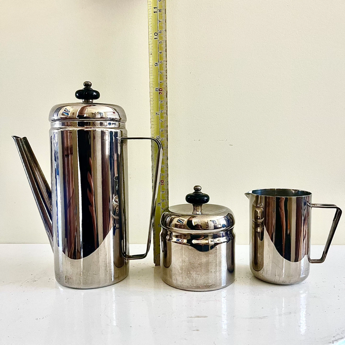 MCM Art Deco Christopher Dresser Style Silverplated Coffee Set - photo 2