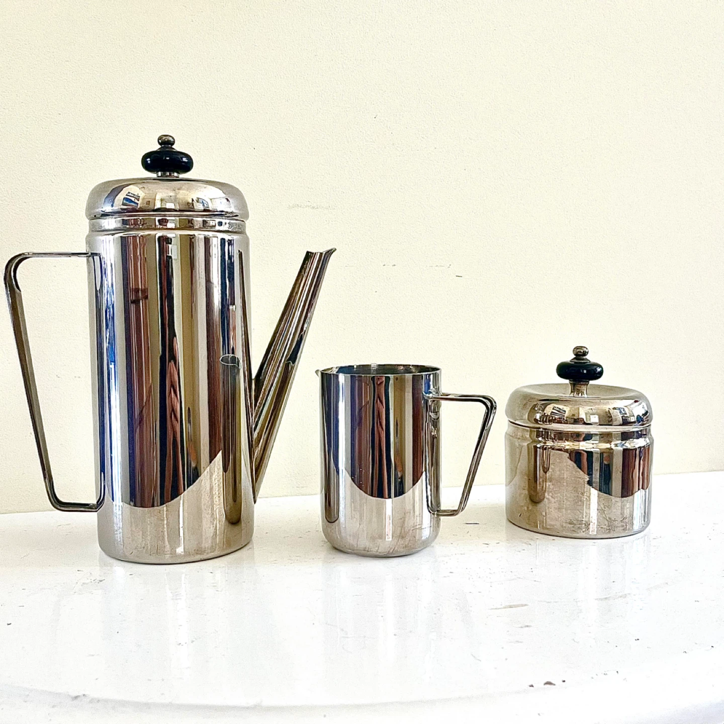 MCM Art Deco Christopher Dresser Style Silverplated Coffee Set