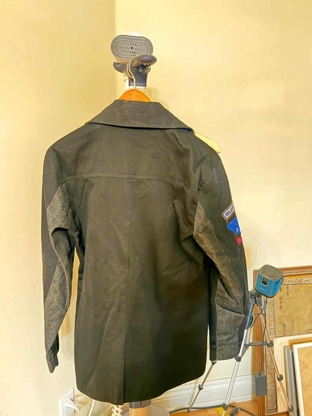 Superdry Black Pea Coat with Patches - photo 4